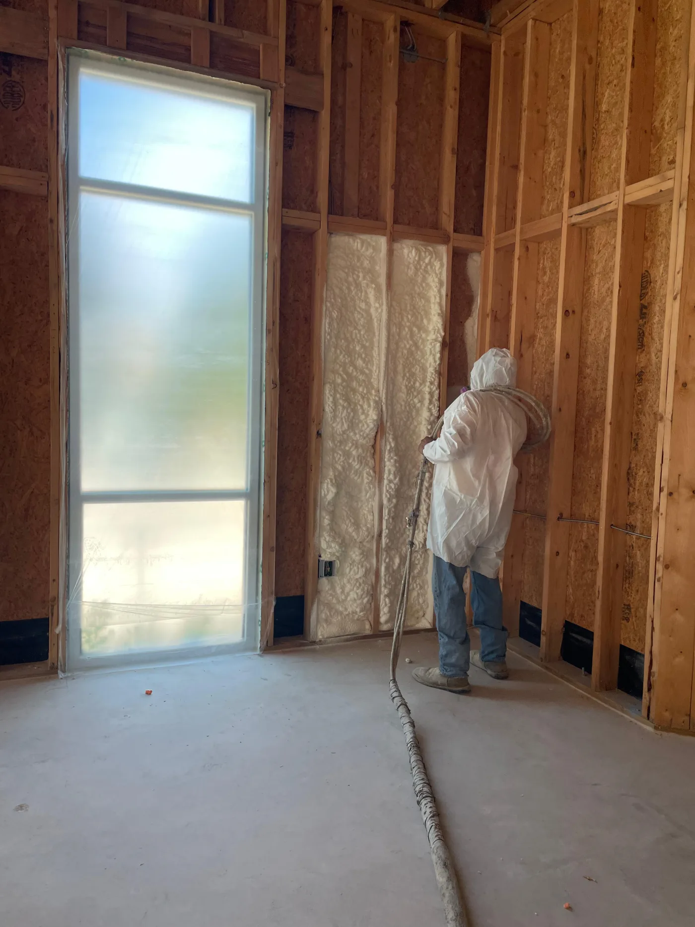 wall insulation installation prep in framed interior wall — San Antonio TX